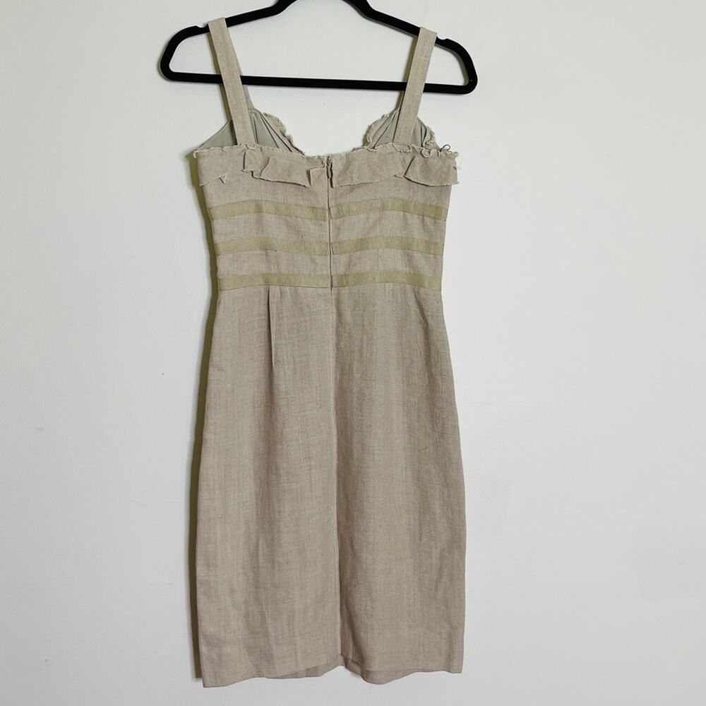 Oscar Del La Renta Tan Cotton Short Summer Mini Dress Made In Italy Size 2 - Picture 2 of 6
